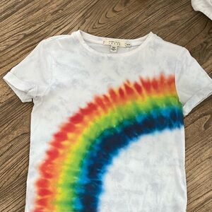 Alice and Olivia womens White Rainbow Tie-Dye Tee